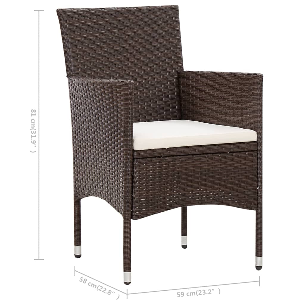 4-delige Loungeset met kussens poly rattan bruin