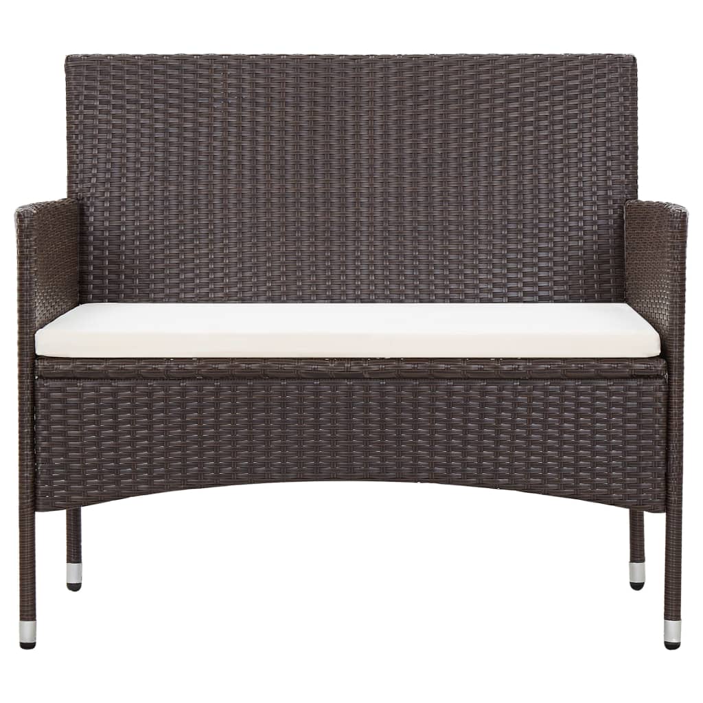 4-delige Loungeset met kussens poly rattan bruin