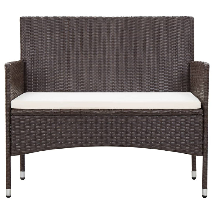 4-delige Loungeset met kussens poly rattan bruin