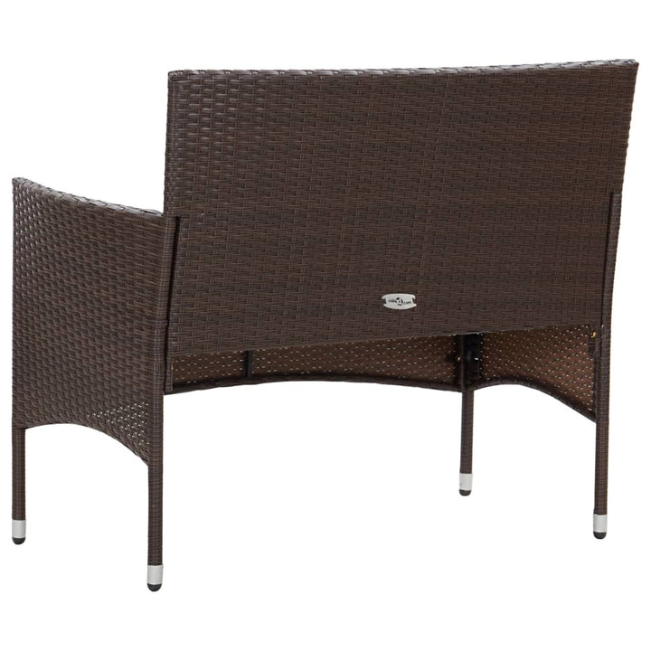 4-delige Loungeset met kussens poly rattan bruin