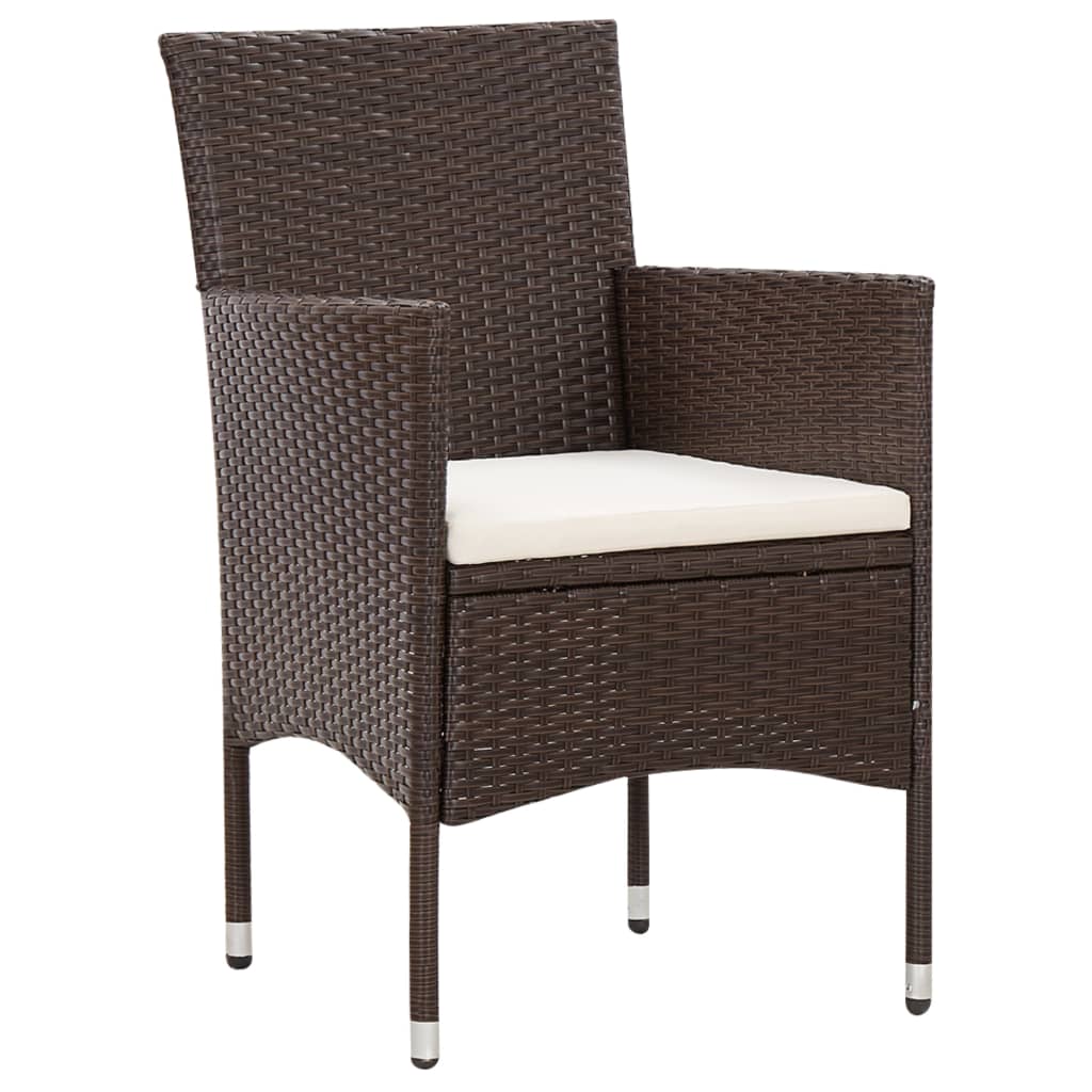 4-delige Loungeset met kussens poly rattan bruin