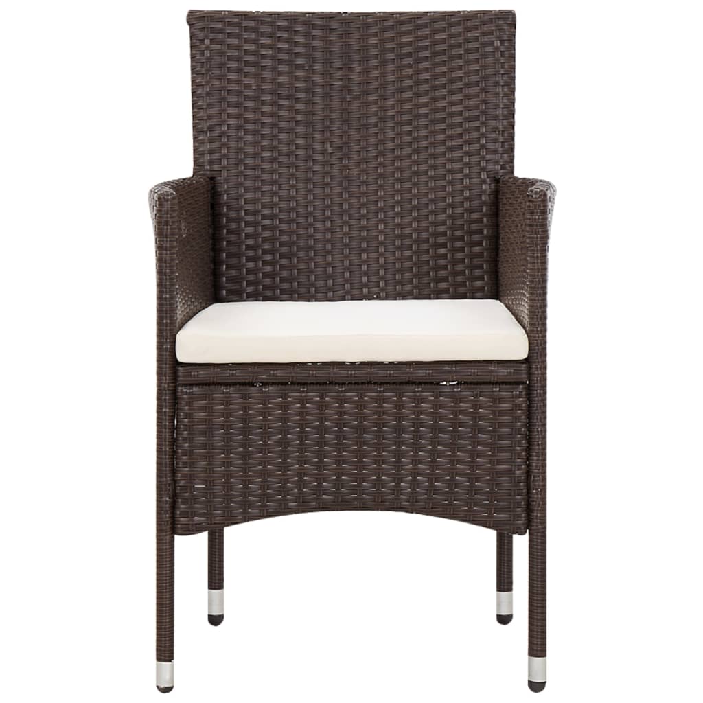 4-delige Loungeset met kussens poly rattan bruin