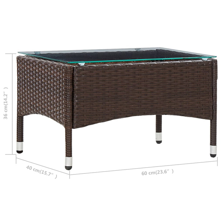 4-delige Loungeset met kussens poly rattan bruin