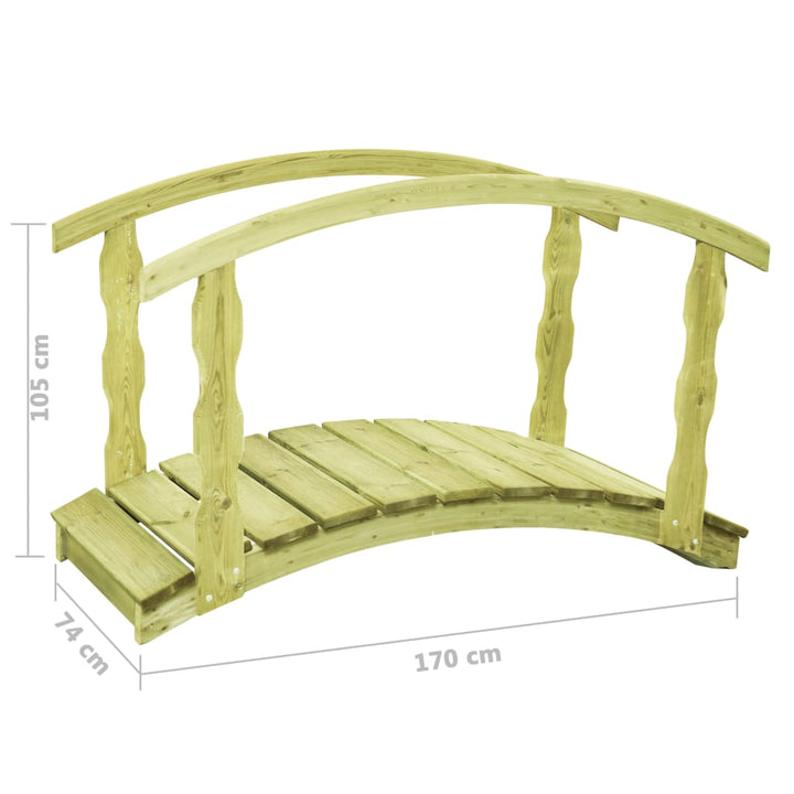 Tuinbrug met leuning 170x74x105 cm geïmpregneerd grenenhout