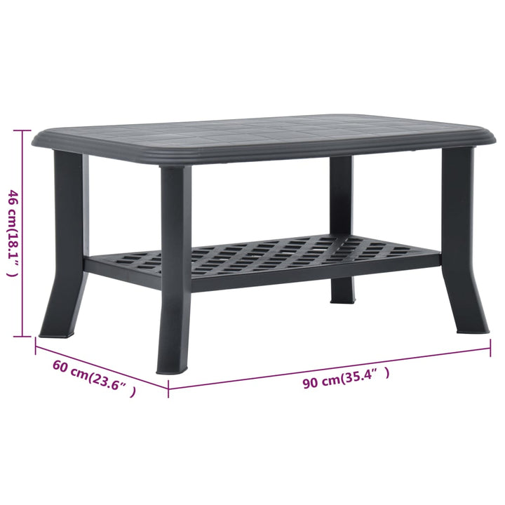 Salontafel 90x60x46 cm kunststof antraciet