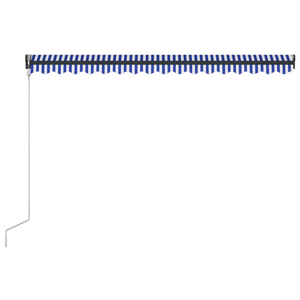 Luifel met windsensor en LED 450x300 cm blauw en wit