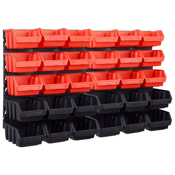 32-delige Opslagbakkenset met wandpanelen rood en zwart