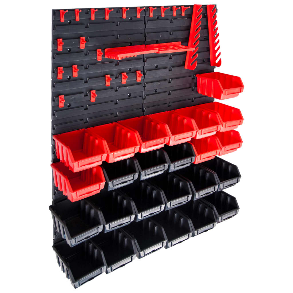 29-delige Opslagbakkenset met wandpanelen rood en zwart