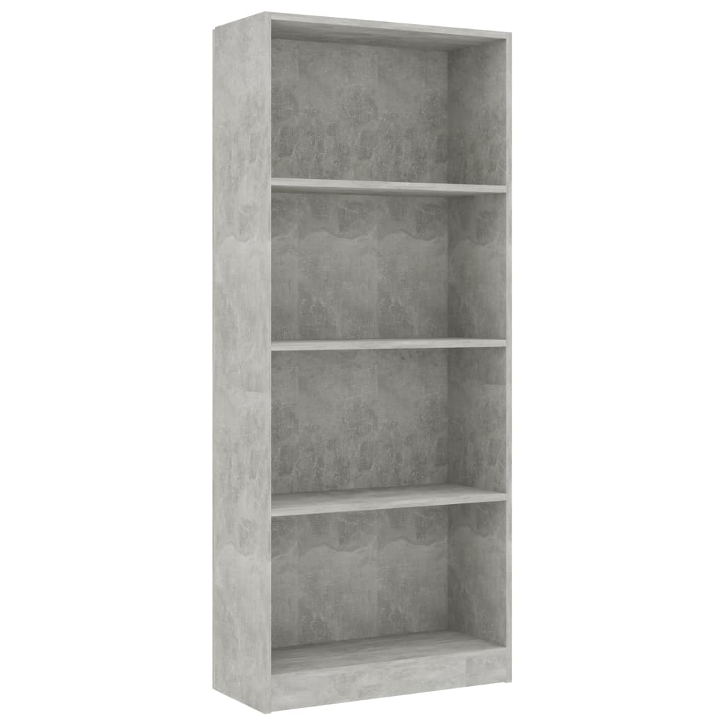 Boekenkast met 4 schappen 60x24x142 cm bewerkt hout betongrijs