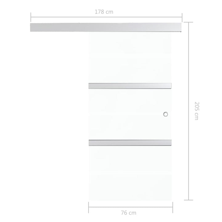 Schuifdeur 76x205 cm ESG-glas en aluminium zilverkleurig