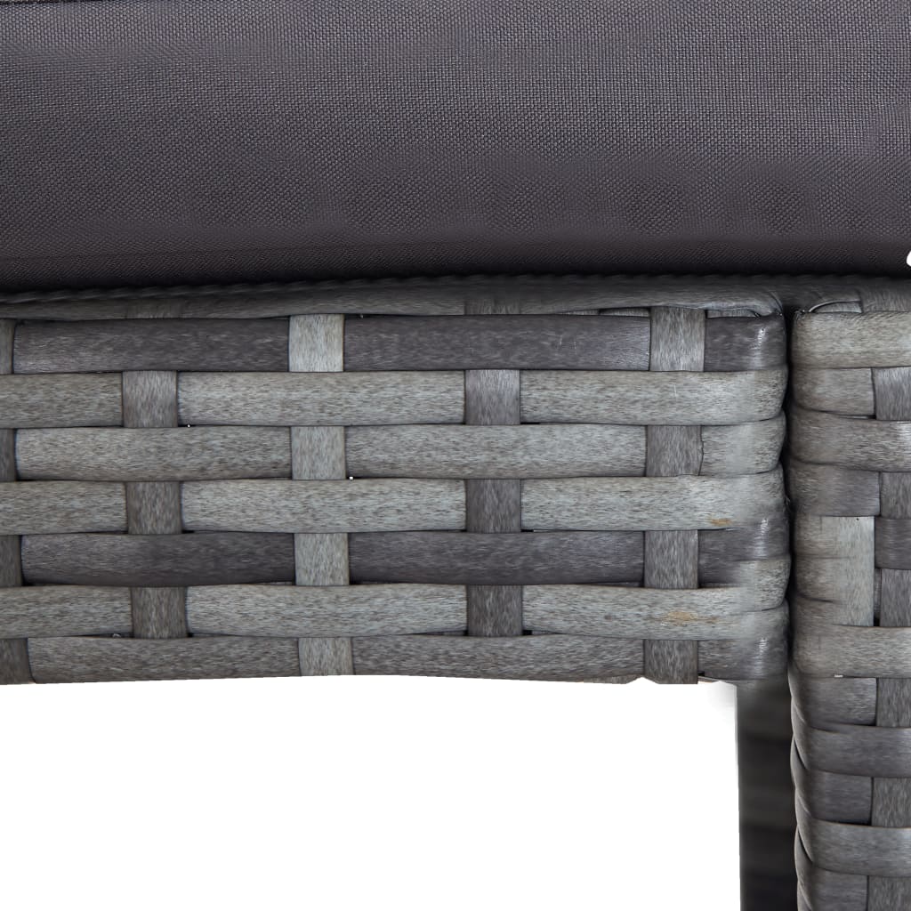 7-delige Tuinbarset met kussens poly rattan grijs