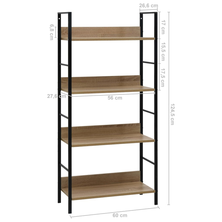 Boekenkast 4 planken 60x27,6x124,5 cm spaan eikenplaatkleurig