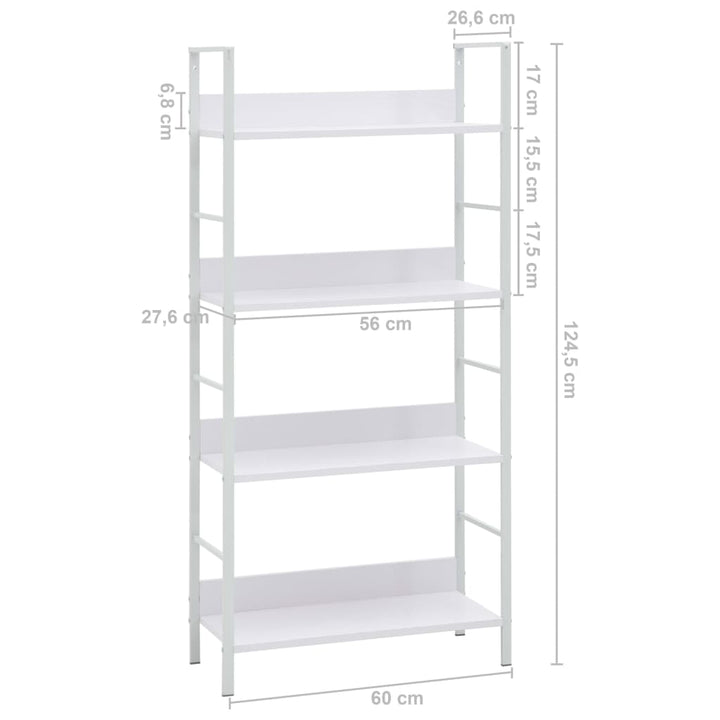 Boekenkast met 4 schappen 60x27,6x124,5 cm spaanplaat wit