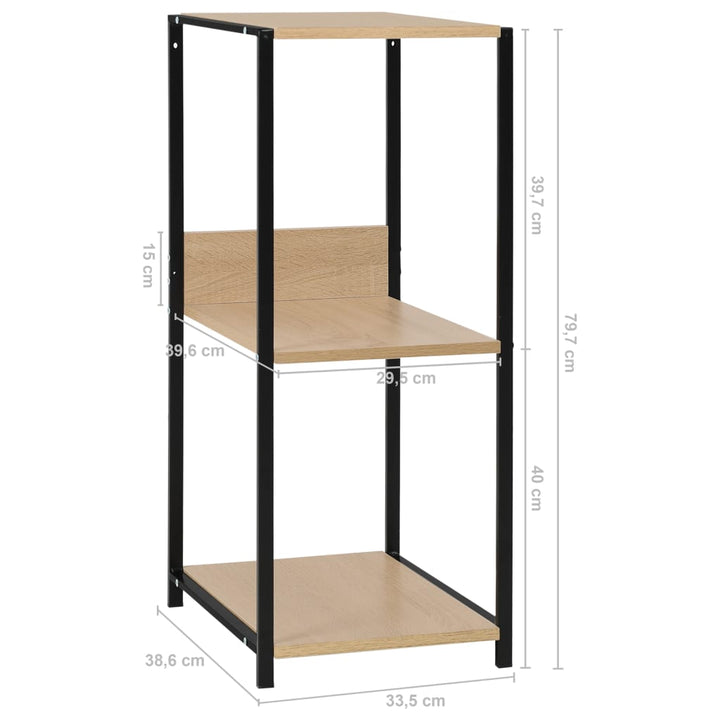 Boekenkast 33,5x39,6x79,7 cm spaanplaat zwart en eikenkleurig