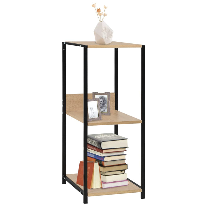 Boekenkast 33,5x39,6x79,7 cm spaanplaat zwart en eikenkleurig