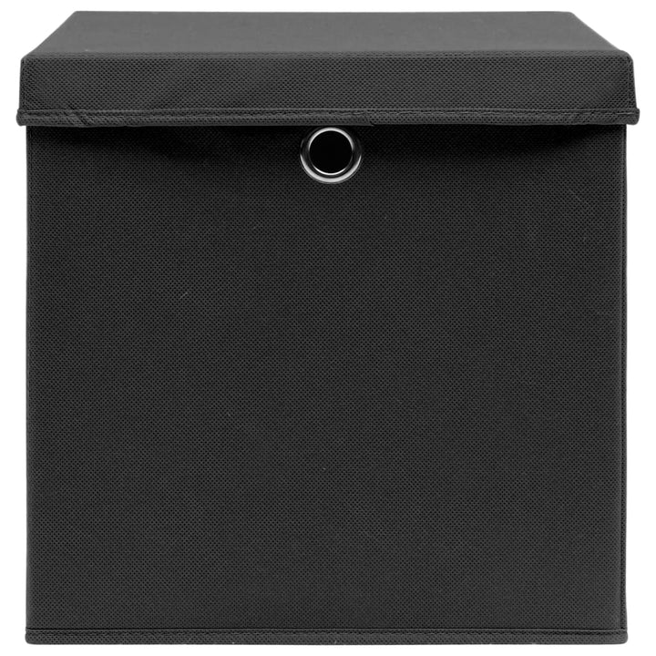 Opbergboxen met deksel 10 st 32x32x32 cm stof zwart