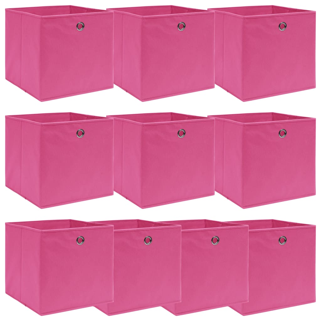 Opbergboxen 10 st 32x32x32 cm stof roze