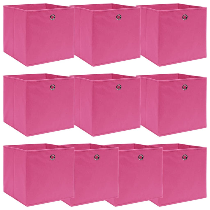 Opbergboxen 10 st 32x32x32 cm stof roze