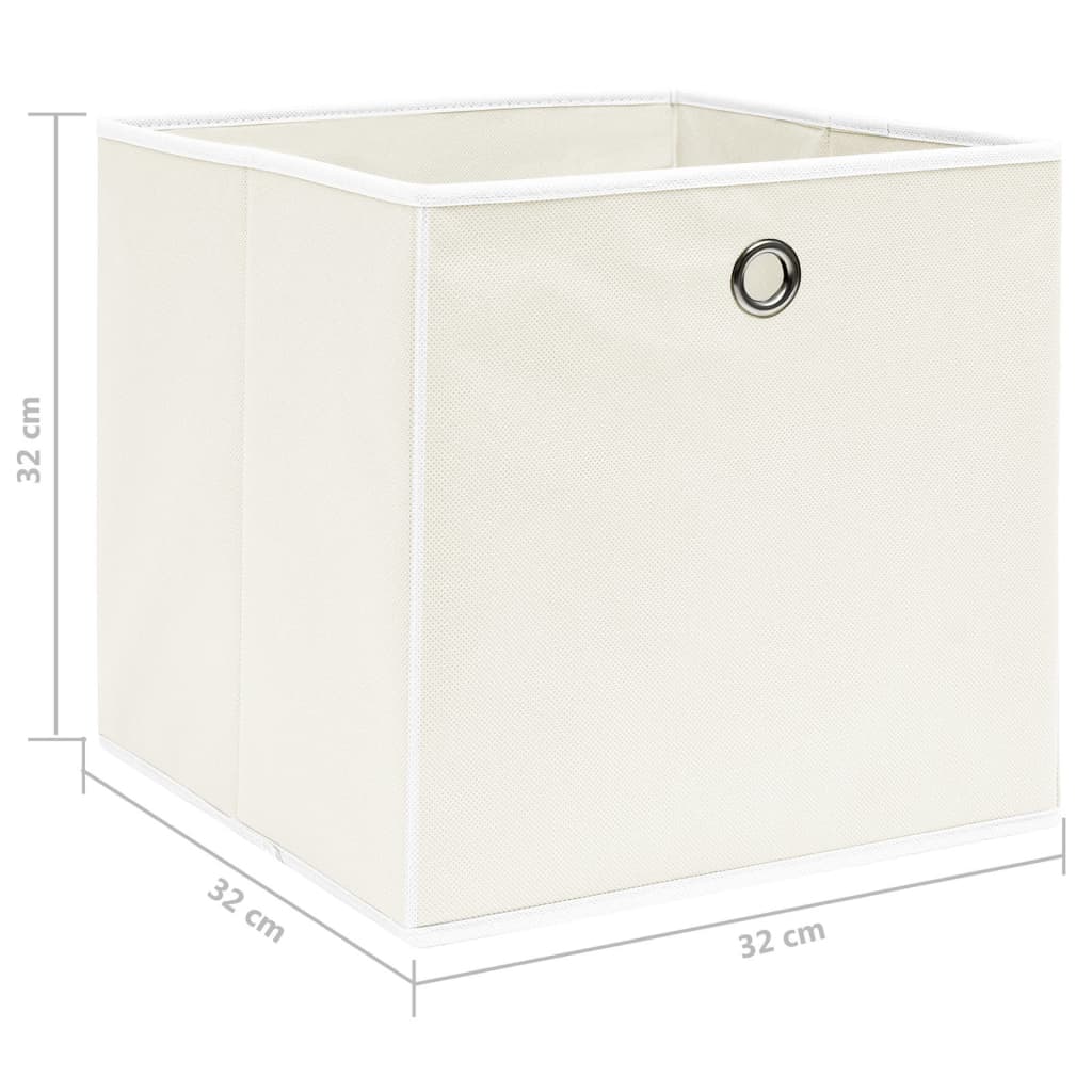 Opbergboxen 4 st 32x32x32 cm stof wit