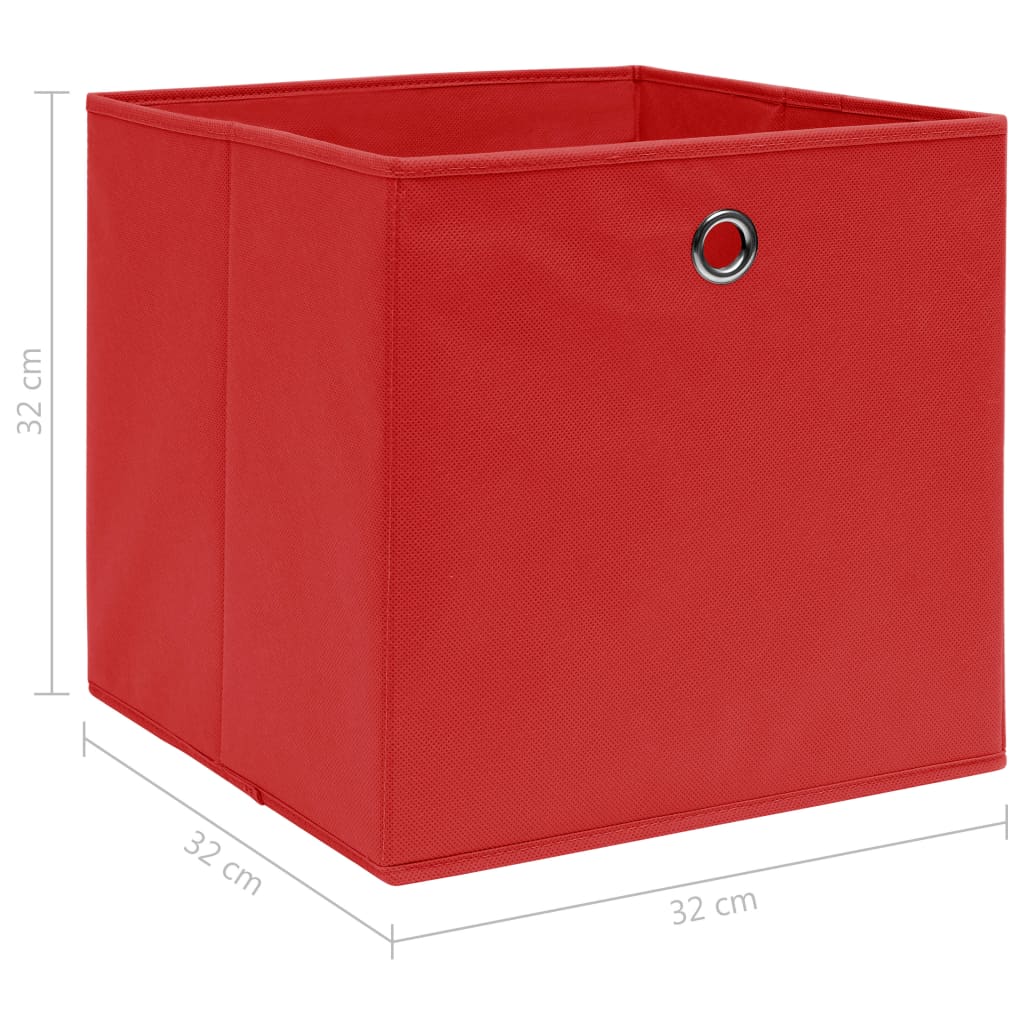 Opbergboxen 4 st 32x32x32 cm stof rood