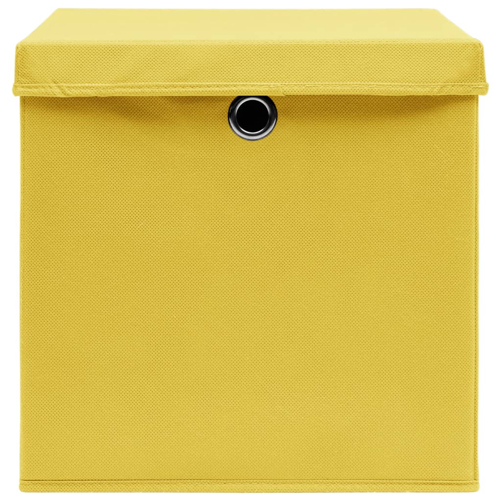 Opbergboxen met deksels 4 st 32x32x32 cm stof geel