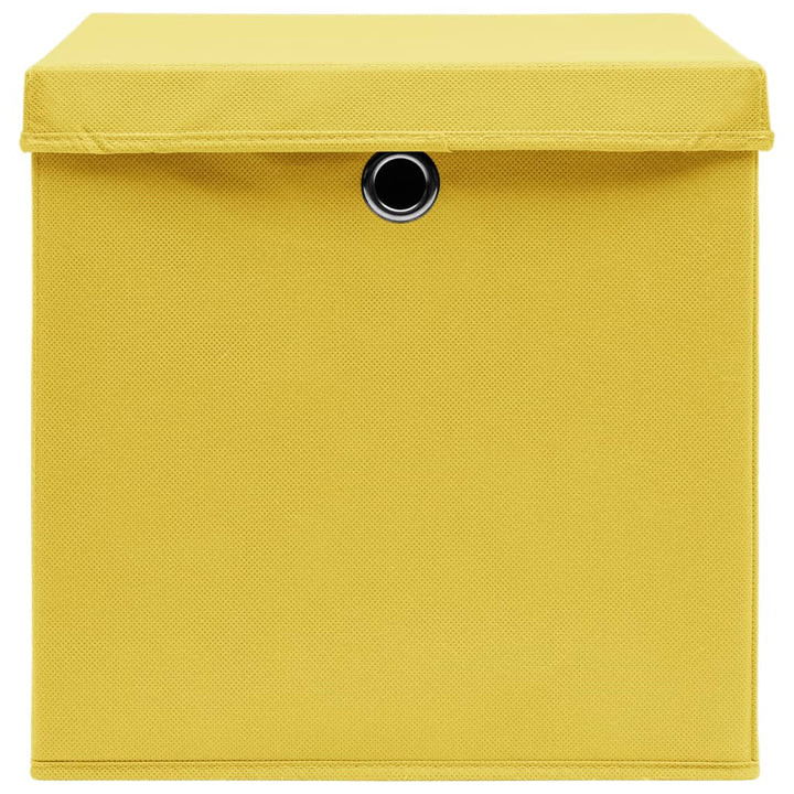 Opbergboxen met deksels 10 st 32x32x32 cm stof geel