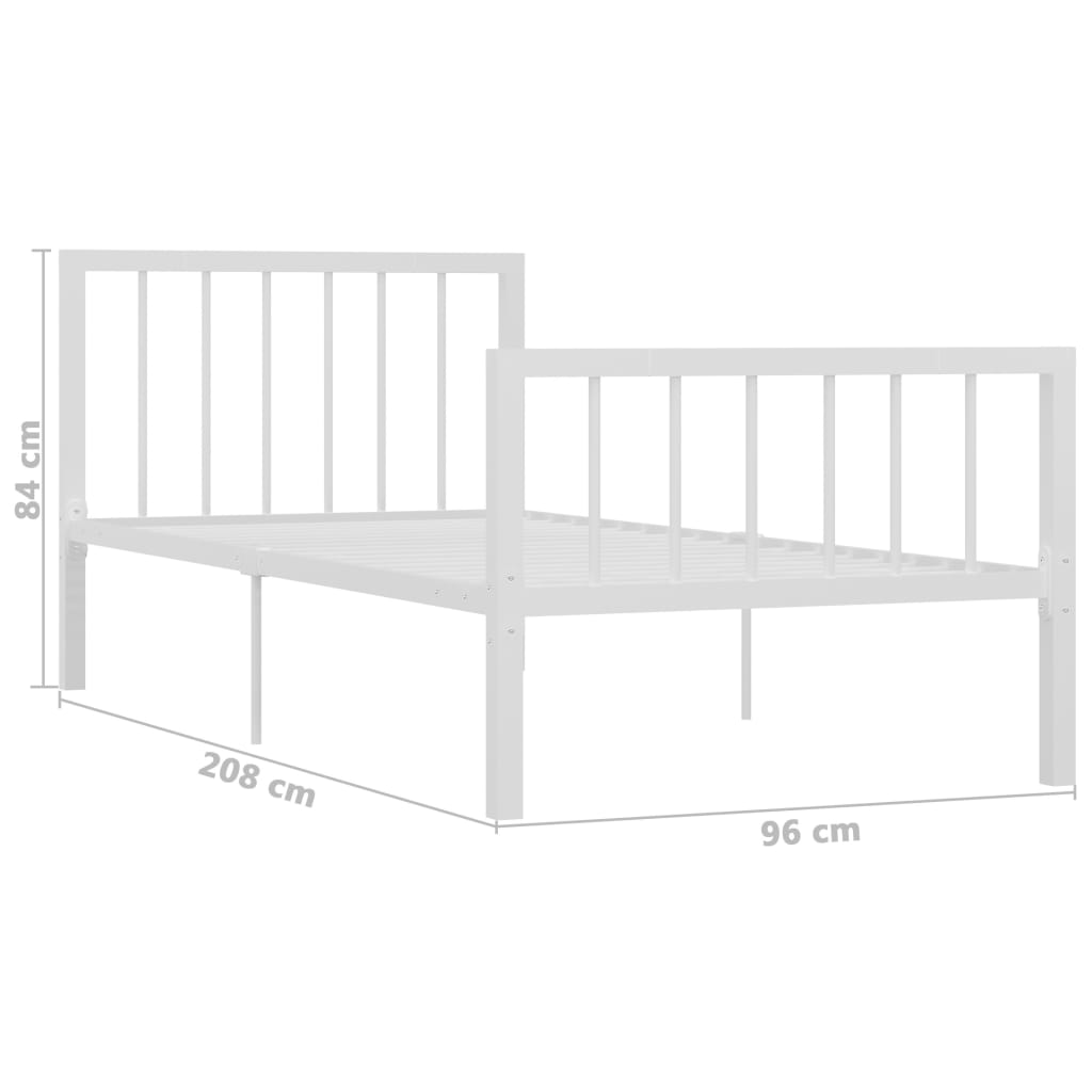 Bedframe metaal wit 90x200 cm