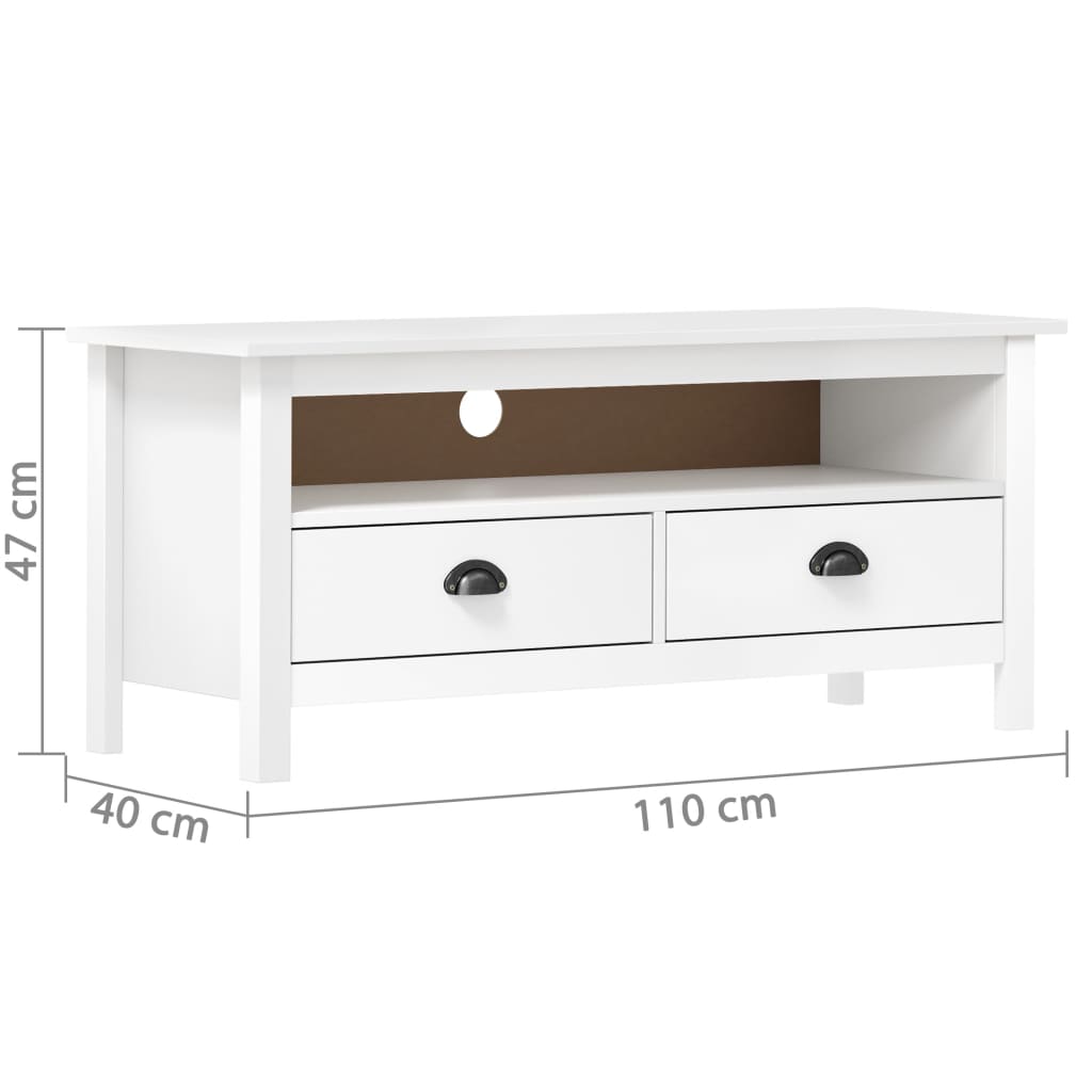 Tv-meubel Hill Range 110x40x47 cm massief groenhout wit