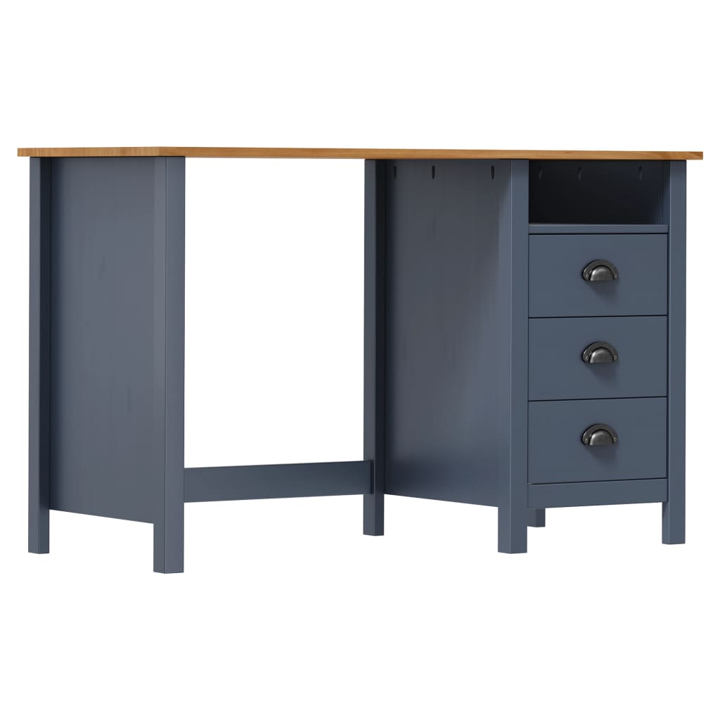 Bureau Hill Range met 3 lades 120x50x74 cm grenenhout grijs