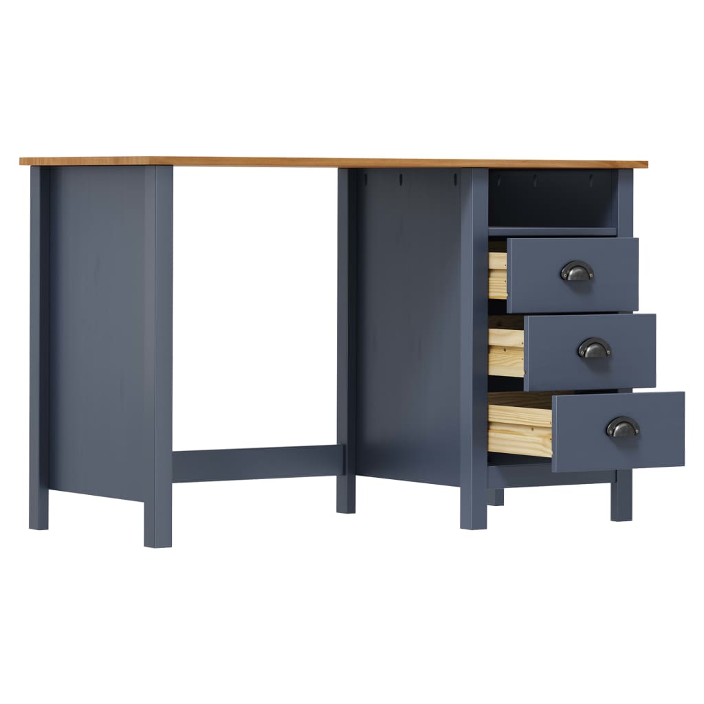 Bureau Hill Range met 3 lades 120x50x74 cm grenenhout grijs