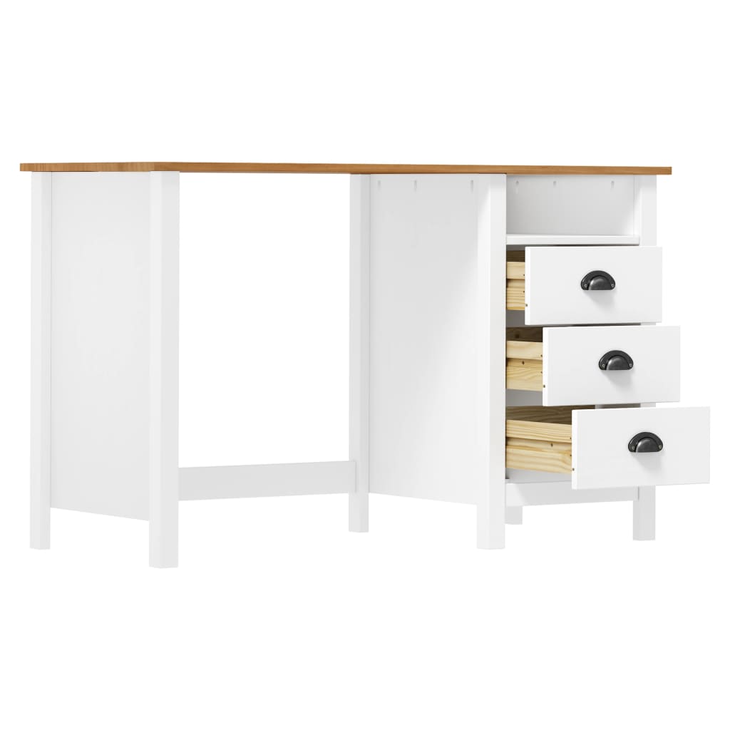 Bureau Hill Range met 3 lades 120x50x74 cm massief grenenhout