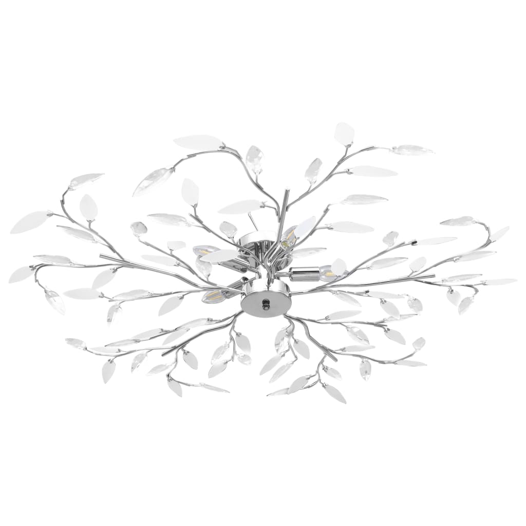 Plafondlamp met acryl kristallen bladarmen voor 5xE14 wit
