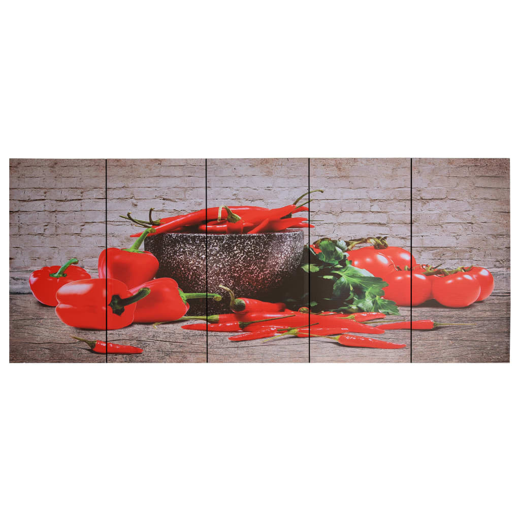 Wandprintset paprika canvas meerkleurig