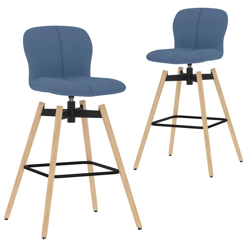 Barstoelen draaibaar 2 st stof blauw