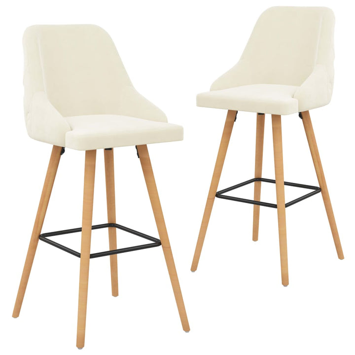 Barstoelen 2 st fluweel crème