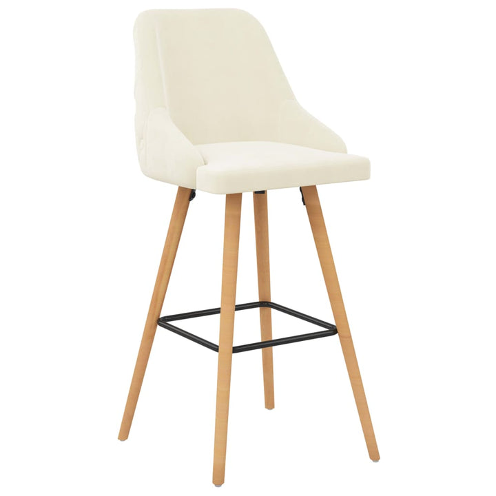 Barstoelen 2 st fluweel crème