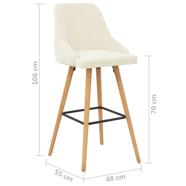 Barstoelen 2 st fluweel crème