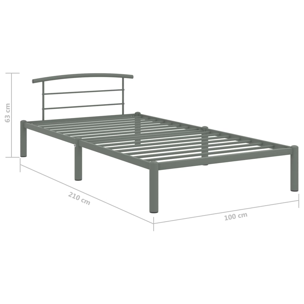 Bedframe metaalgrijs 90x200 cm