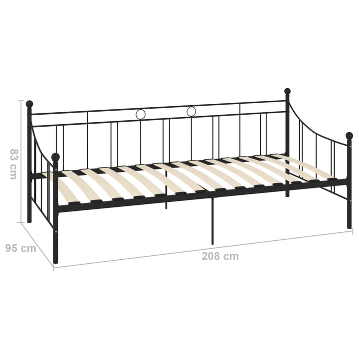 Bedbankframe metaal zwart 90x200 cm