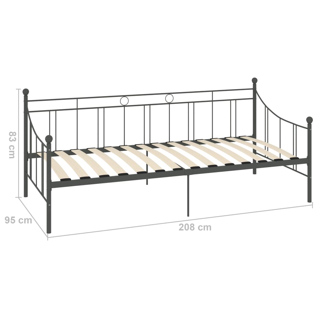 Bedbankframe metaal grijs 90x200 cm