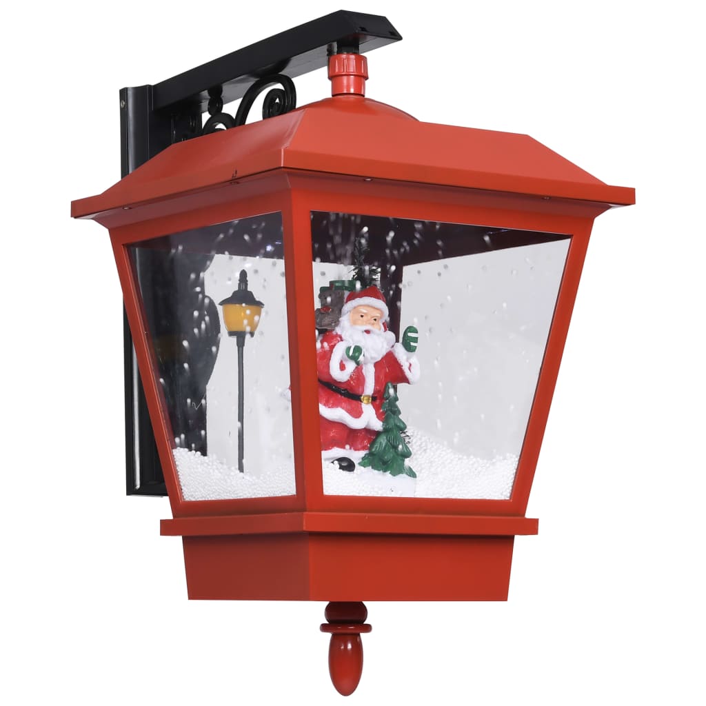 Kerstwandlamp met LED-lampjes en kerstman 40x27x45 cm rood