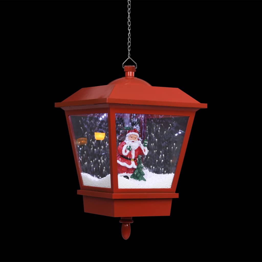 Kersthanglamp met LED-lamp en kerstman 27x27x45 cm rood