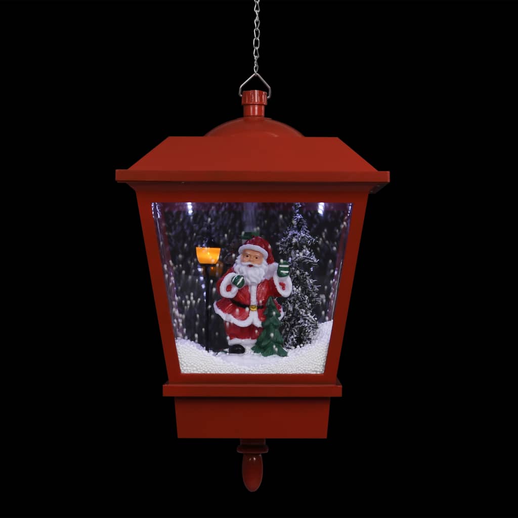 Kersthanglamp met LED-lamp en kerstman 27x27x45 cm rood