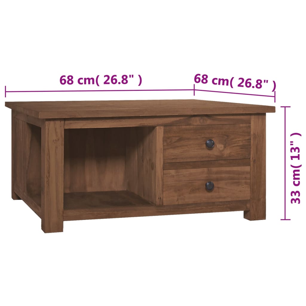 Salontafel 68x68x33 cm massief teakhout