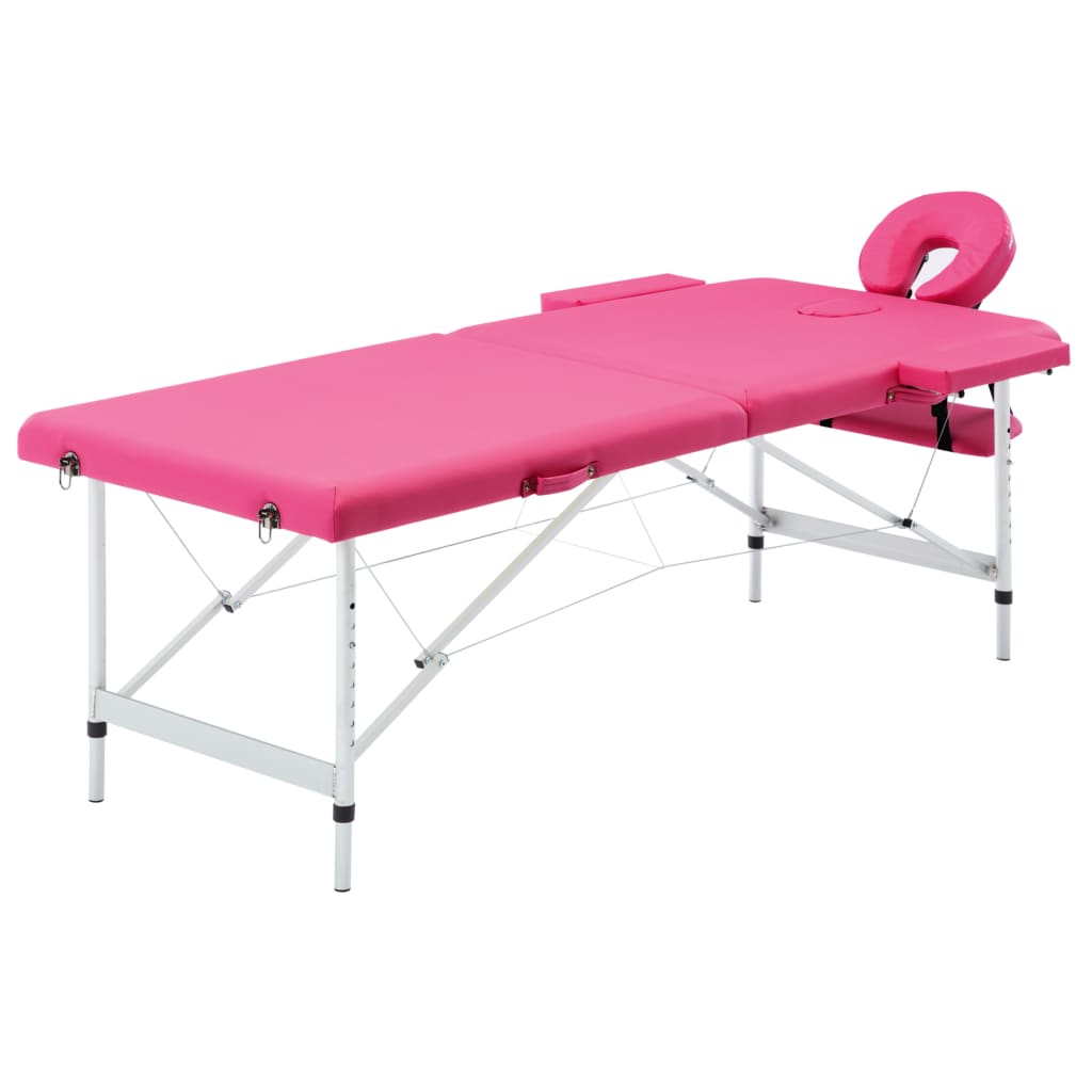 vidaXL Massagetafel inklapbaar 2 zones aluminum roze