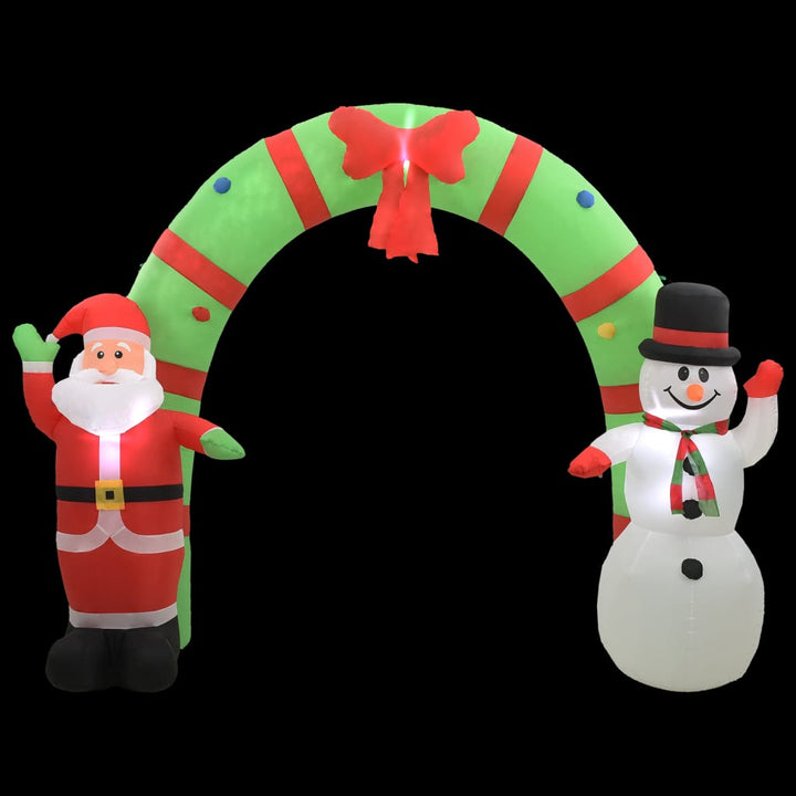 Kerstboog kerstman en sneeuwpop opblaasbaar LED 223 cm