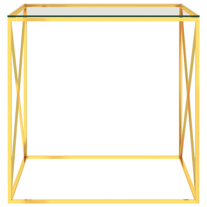 Salontafel 55x55x55 cm roestvrij staal en glas goudkleurig