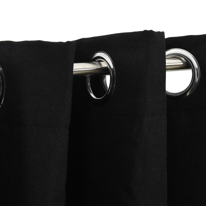 Gordijnen linnen-look verduisterend ogen 2 st 140x175 cm zwart