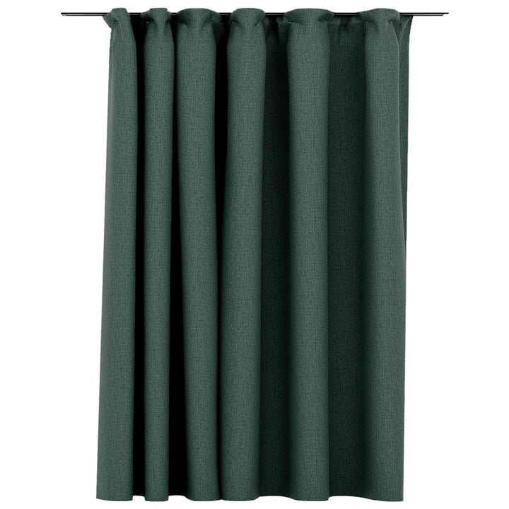 Gordijn linnen-look verduisterend met haken 290x245 cm groen