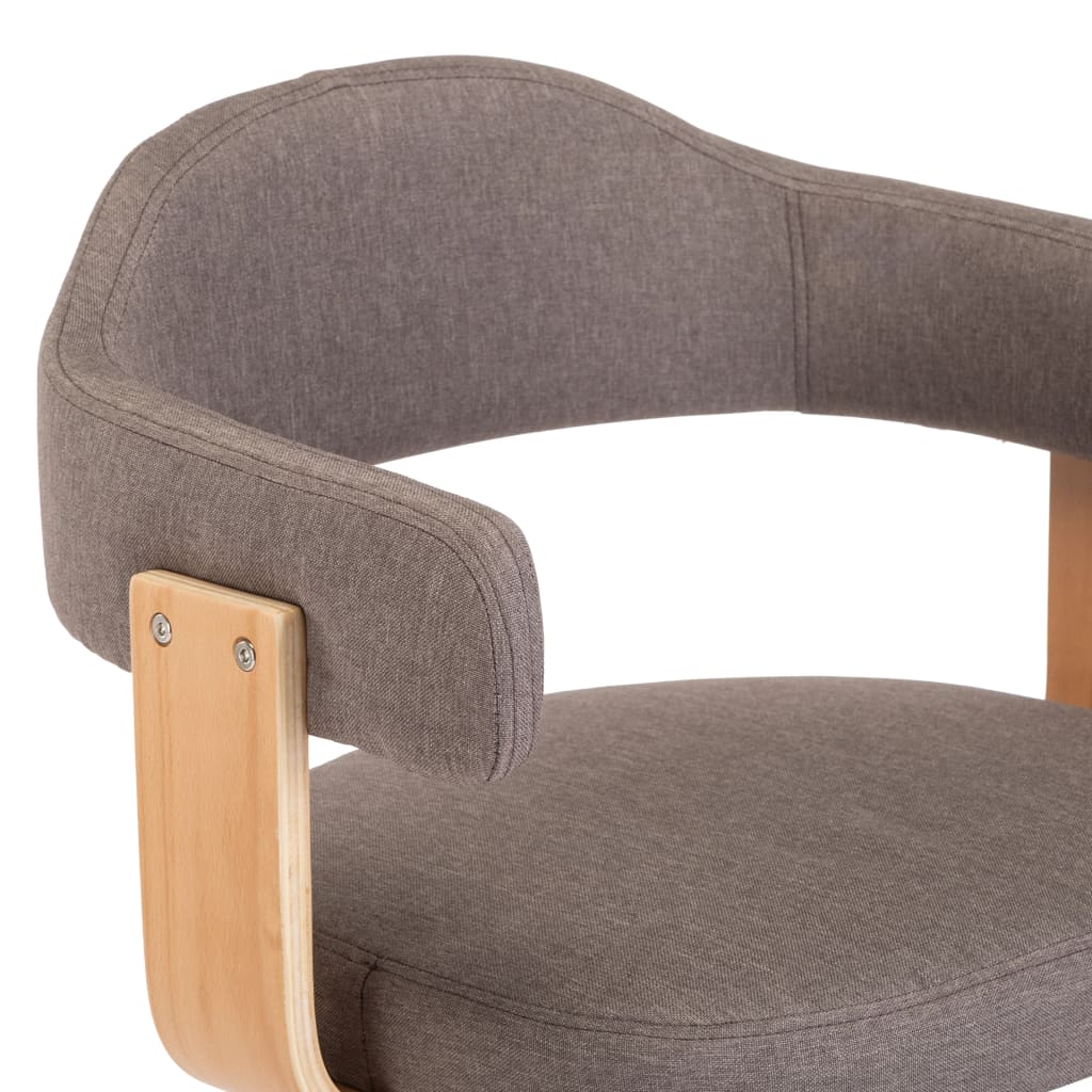 Kantoorstoel draaibaar gebogen hout en stof taupe